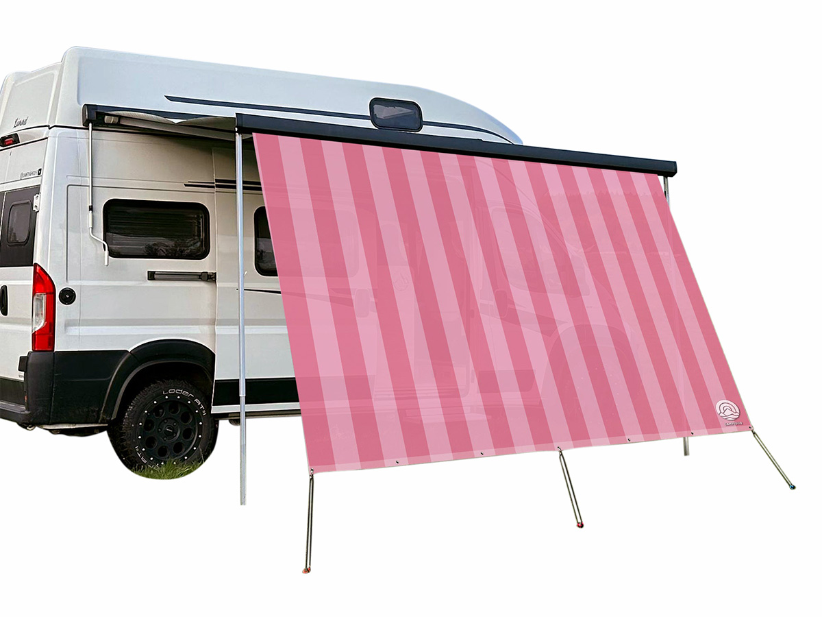 Campidoo Stripe Rosa 250 x 200 cm Sonnensegel - 5 mm