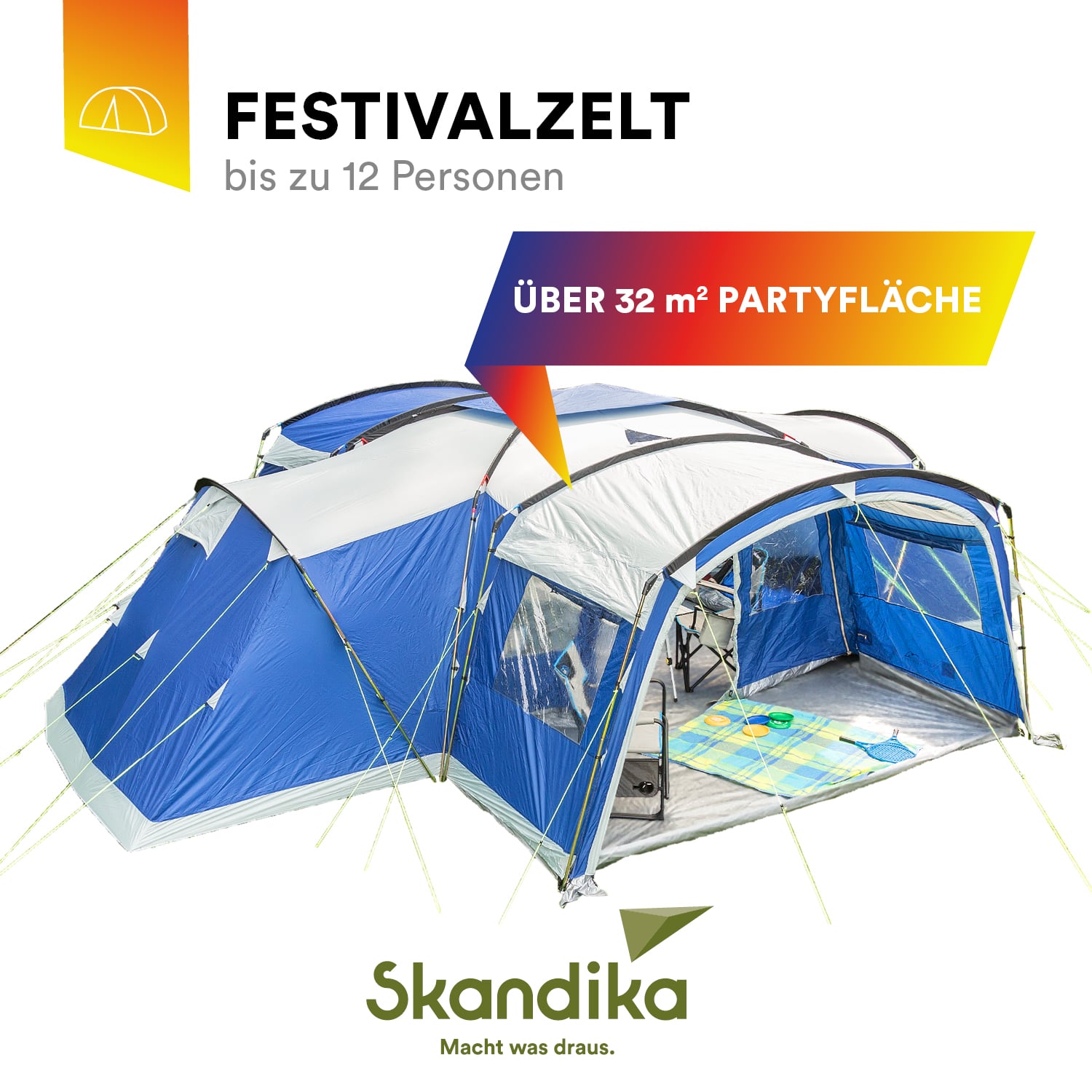 Skandika Nimbus 12 Protect blaues Gruppenzelt - Obelink.at