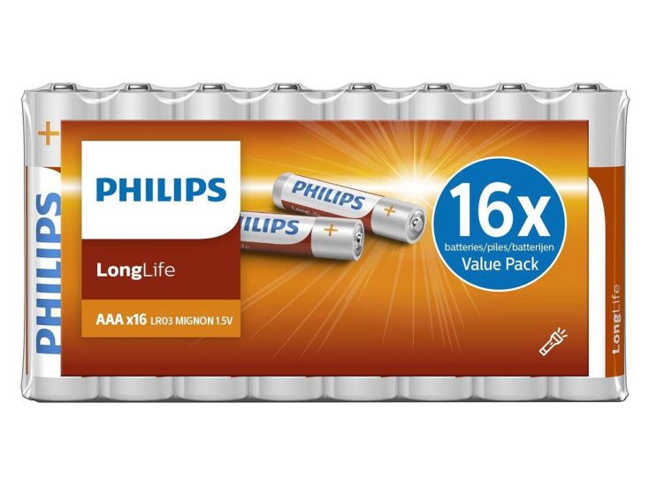 Philips LongLife AAA Batterien - 16 Stück