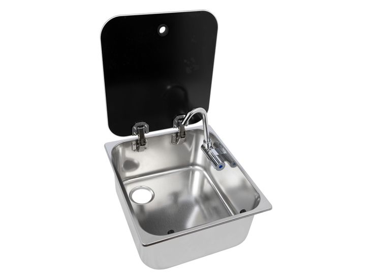 Navy Load 35 x 32 Waschbecken mit Glasplatte