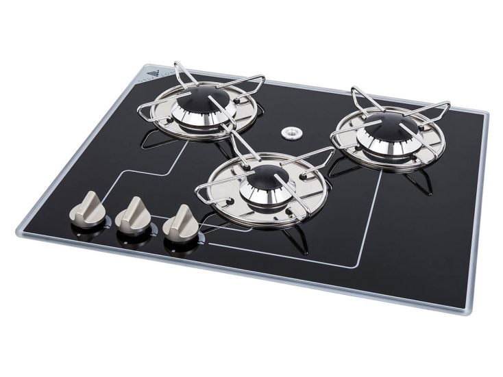 Zweite Chance Navy Load 3-flammiges 41 x 50 Glas-Gaskochfeld